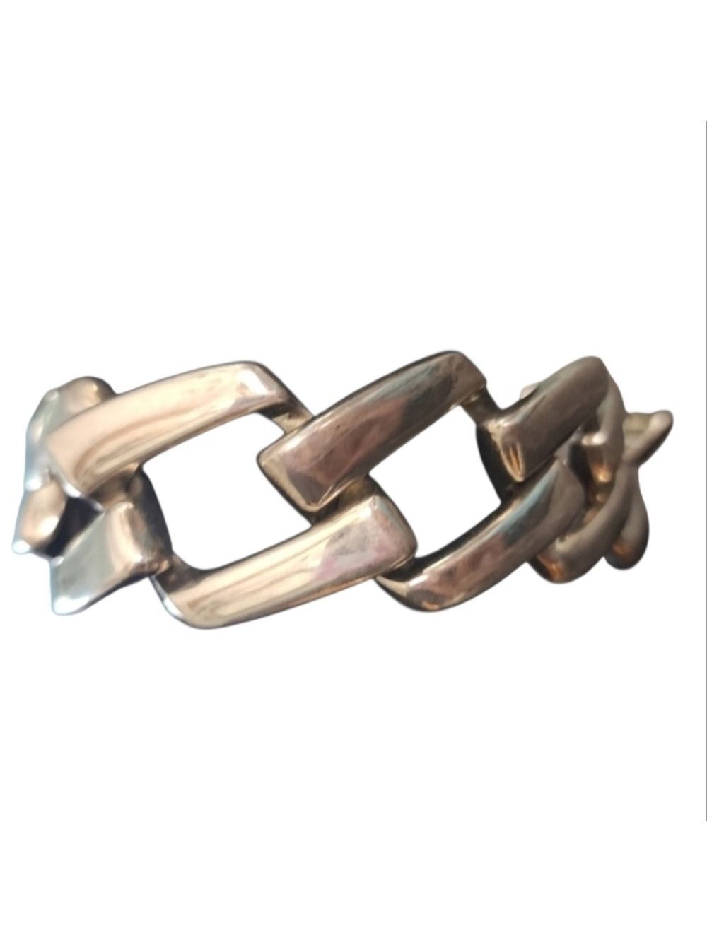 Vintage 1980's Geometric Chrome Link Bracelet